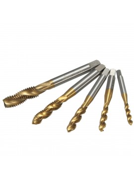 5pcs M3 M4 M5 M6 M8 Screw Taps Set Titanium Coated HSS6542 Spiral Fluted Tap Drill